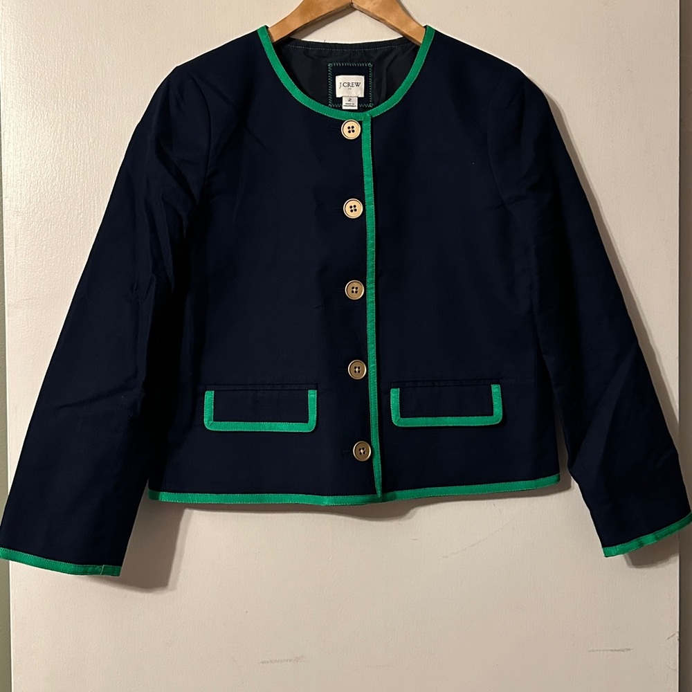 J. Crew Navy and Green Blazer 2
